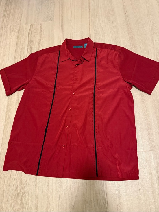 Cubavera Other - Cubavera Men's Red Short-Sleeve Button Down Shirt with Black Trim